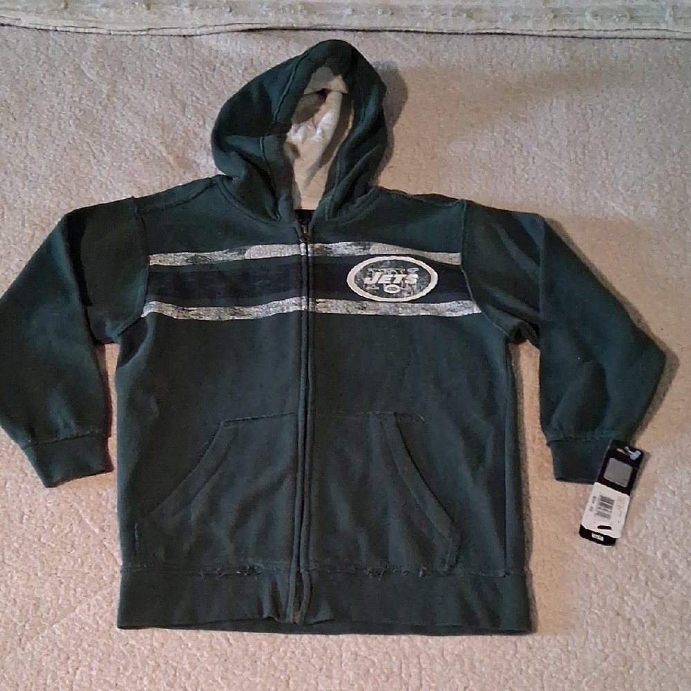 New NFL Kids Jets Green and White Hoodie